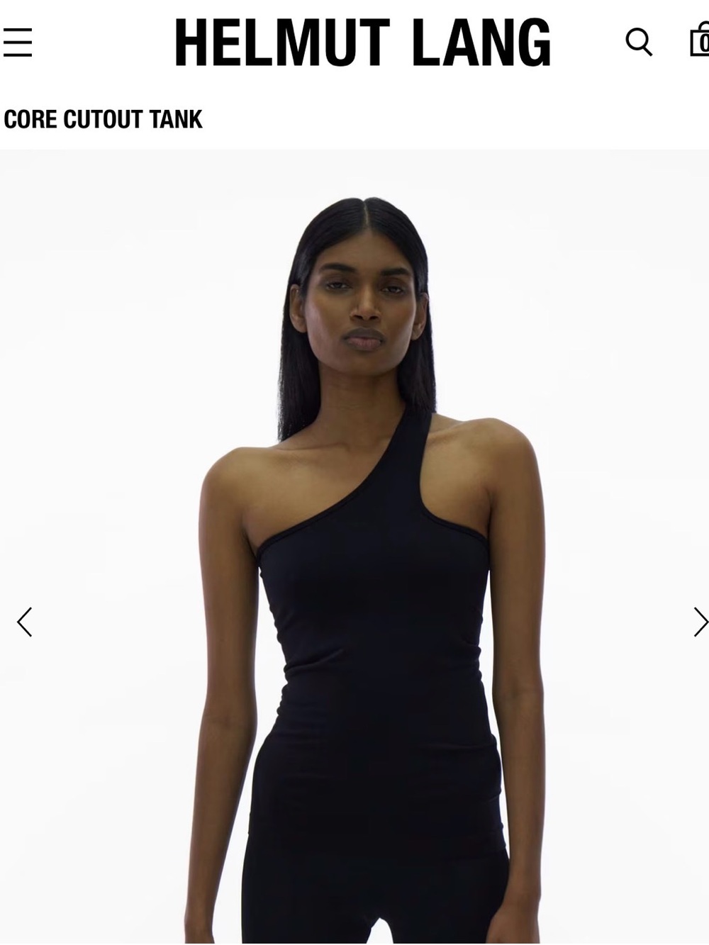 Helmut Lang Black One-Shoulder Cutout Tank